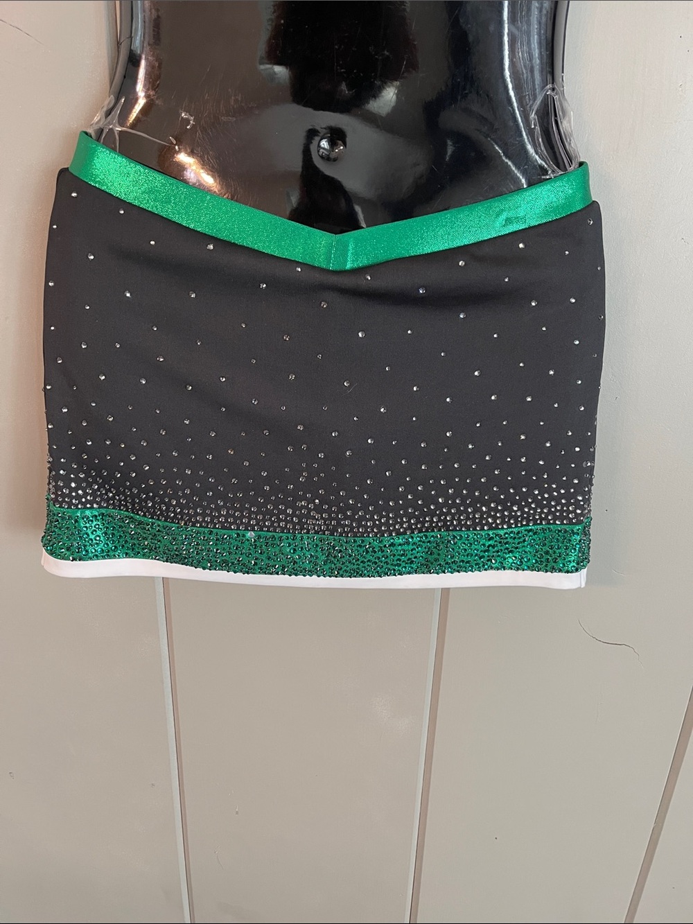 Rebel Athletic Cheer Skirt Skort Rhinestone Black Green Adult Small Cheerleading